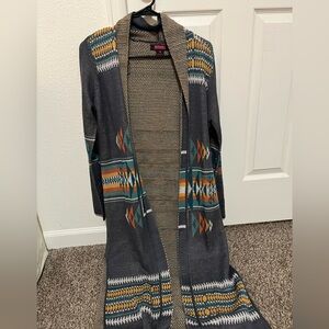 Stylish Geometric Patterned Long Cardigan